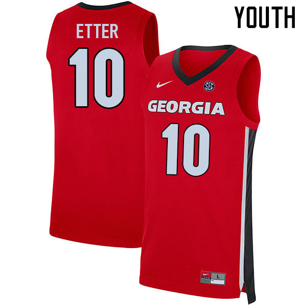 Youth #10 Jaxon Etter Georgia Bulldogs College Basketball Jerseys Sale-Red
